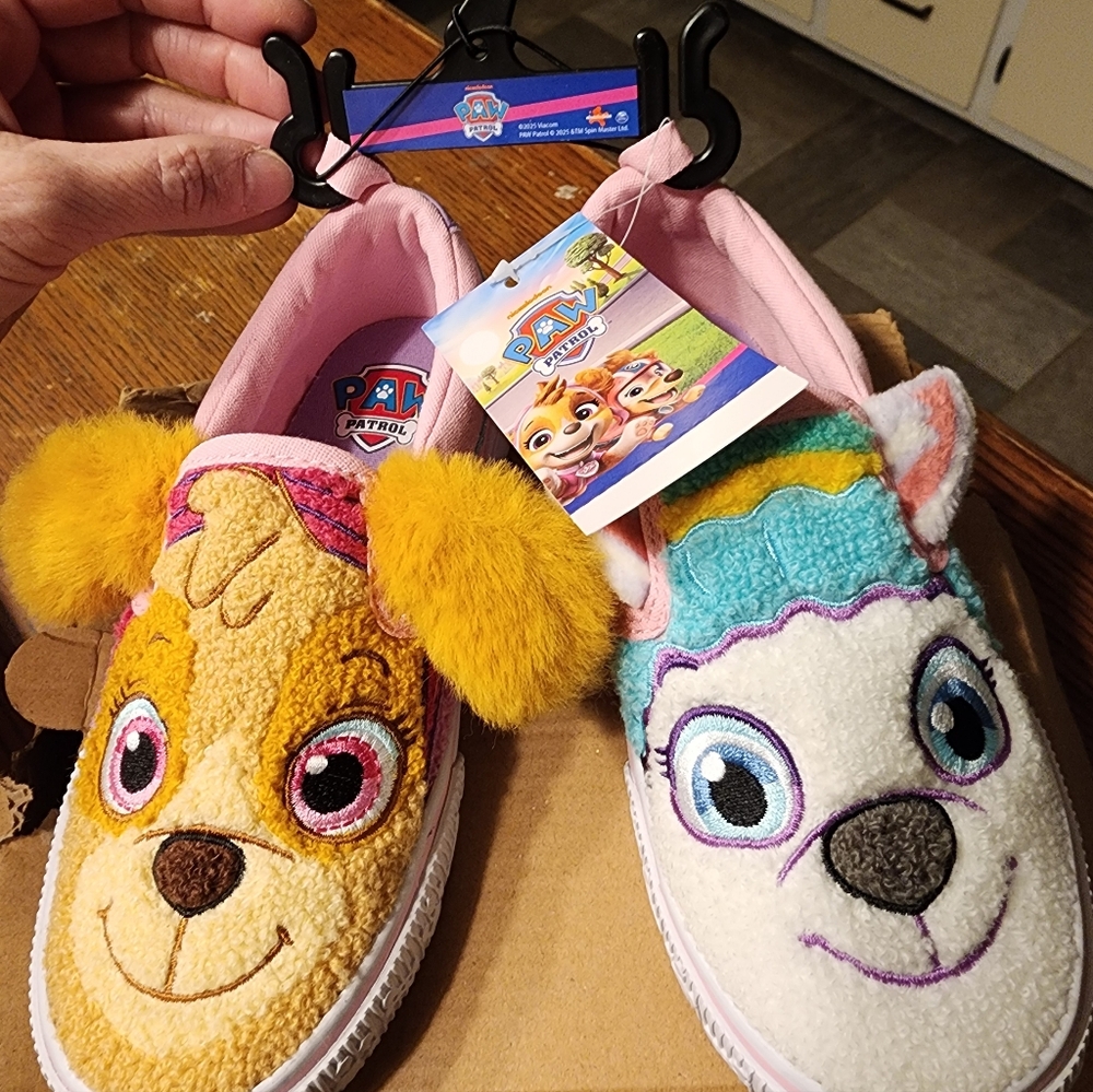 PAW Patrol Girls Plush Character Slip-On Sneakers - Pink, Yellow, White